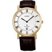 【ORIENT 東方錶】SLIM系列 超薄簡約優雅藍寶石鏡面石英錶 皮帶款 白面-38mm(FGW0100FW)