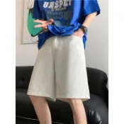 免運💗美式休閒五分牛仔短褲男2025年夏季新款高腰顯瘦夏天薄款5分中褲