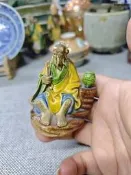 晚清民國時期石灣窯三彩人物瓷塑，有小磕，老物件，三彩釉色，人