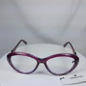 『逢甲眼鏡』Swarovski施華洛世奇 鏡架 全新正品 吸睛桃紫色 復古大方框  耀眼水鑽膠框【SW5063 080】