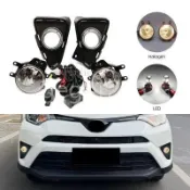 豐田 RAV4 16-18款 霧燈總成 LED前槓燈罩框 霧燈套裝 適用