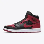 (店+)【NIKE 耐吉】Air Jordan 1 Mid Bred 禁穿 AJ1 籃球鞋 黑紅 554724-074 復古鞋 