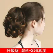 思樂小舖 馬尾假髮女士綁帶抓夾式短版捲髮梨花馬尾辮大波浪逼真自然假髮片