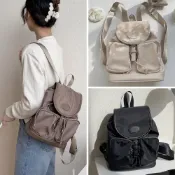 (店+)【KT DADA】尼龍水桶包 迷你後背包 後背包 通勤包 水桶包 韓系後背包 尼龍後背包 束口後背包 奶茶系