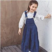 ♛現貨供應【小孩.有樂町】牛仔裙親子裝韓國春秋季新款童裝吊帶裙背帶裙 大裙擺親子