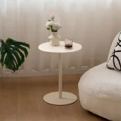 【hoi! 好好生活】YW琴聲金屬邊几0.4M 奶油白 RH05801
