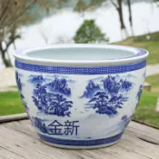蒙麗百貨 免運 【陶瓷花瓶】可開發票 景德鎮陶瓷荷花睡蓮養金魚缸 青花大號專用水盆 客廳陽臺庭院招財缸可大量採購 工廠直銷 店長新品推薦 年底鉅惠 6m9811