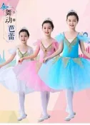 兒童芭蕾舞演出服紗裙女童芭蕾舞蹈紗裙長裙蓬蓬裙天鵝湖裙☆宸宸百寶樓☆