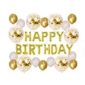 金色亮片金屬生日快樂套組1組(生日派對 氣球佈置 周歲 紀念日)