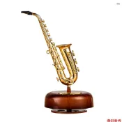 全新薩克斯音樂盒古典上弦音樂盒旋轉音樂盒旋轉音樂盒旋轉底座木管樂器微型複製品藝術品禮物聖誕節生日情人節母親