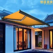 （可開發票【好物優選】戶外遮陽棚伸縮式雨棚陽臺遮雨棚手搖電動遮陽蓬別墅全盒伸縮雨棚（滿額免運）