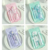 【開學文具】可愛文具套裝  馬卡龍花朵文具6件套 ins清新學生筆具 少女心開學學習禮盒 禮物 國小生禮物 文具
