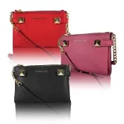 【Michael Kors】KARLA防刮皮革三層鏈帶斜背包(3色)