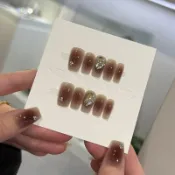 【台灣出貨】🎀Tenyo美甲🎀CPY-118 咖色腮紅漸變質感穿戴美甲焦糖瑪奇朵顯白純欲高階感甲片
