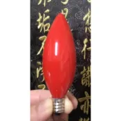 【靜福緣】玻璃製鎢絲紅燈泡 E12燈頭『佛光燈適用紅燈泡 』 蠟燭燈神明燈小夜燈壁燈光明燈