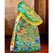 綠色平蔥龍袍奉帽/1尺3神明穿/關公/關聖帝君/神明衣/神明帽