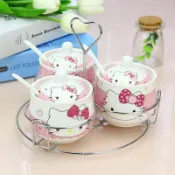 可愛kitty 陶瓷 調味盒 調味罐 愛心3件套裝💗