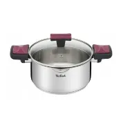 【Tefal 特福】香頌不鏽鋼系列聰明瀝水24CM雙耳湯鍋(加蓋)