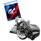 (店+)【THRUSTMASTER 圖馬斯特】T-GT II 王者旗艦賽道 力回饋真皮方向盤金屬三踏板組 + GT7 遊戲片組合-梓萌電玩