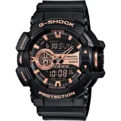 CASIO卡西歐 G-SHOCK 金屬系雙顯手錶 開學購物季 送禮首選-玫瑰金x黑 GA-400GB-1A4