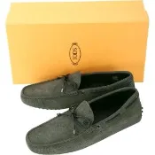 【TOD’S】TODS Gommino Driving 麂皮編織綁帶豆豆鞋(男鞋/墨綠)義大利精品