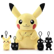 全新限量藤原浩聯名Fragment Pokemon黑魂黑色黃色版本皮卡丘夢幻伊布可達鴨胖丁喵喵毛玩偶公仔地毯抱枕手機殼