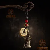🙏已開光過爐🙏關公鑰匙圈 關聖帝君 避邪 鎮宅 關公黃銅汽車鑰匙扣掛件古風手工男潮包包掛飾品個性高檔吊墜男士