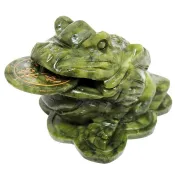 【吉祥開運坊】蟾蜍系列【招財青玉石 三腳蟾蜍 青玉石蟾蜍 附實木底座】開光擇日