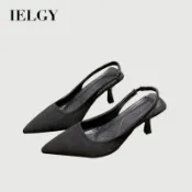 IELGY 法式黑色高跟涼鞋女式 2026 尖頭細高跟涼鞋