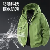 (店+)三合一衝鋒衣男大尺碼防風防水保暖外套春秋季單衝鋒外套戶外防暴雨登山服青少年大學生男款連帽運動外套休閒短款機車夾克風衣外套