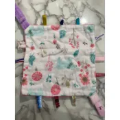 二手粉色荳荳絨安撫巾 標籤安撫巾 安撫手帕 嬰兒 寶寶 新生兒安撫巾