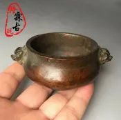 協貿國際日用品生活10館 仿古銅器收藏古玩雜項銅器微雕銅爐包漿厚道精美龍頭銅香爐老物件