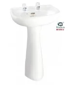 【國強水電修繕屋】摩登衛浴 LF-80  防霉奈米瓷  洗臉盆 面盆+腳柱+龍頭