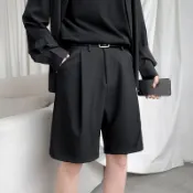 夏季5分西褲男直筒寬鬆韓版潮流英倫港風百搭休閒潮西裝五分短褲 西裝短褲 直筒短褲 男女可穿 休閒短褲 寬褲 夏天短褲