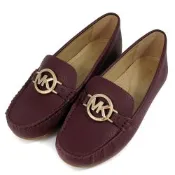 MICHAEL KORS Fulton 金字大圓標Logo素面平底樂福鞋(暗紅色)