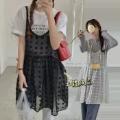 (店+)【Truda Girl】《杜達女孩》多層次穿搭!立體緹花疊穿吊帶背心 雪紡罩衫 吊帶背心裙 娃娃裝 透膚上衣 雪紡背心 疊穿背心 吊帶背心 網紗