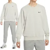 Nike As M Nk Club Gfx Ft Crew 男款 米灰色 印花 大學T 長袖 IR0104-072