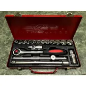 ~金光興修繕屋~台灣製 K牌 KNIPEX 4分18件套筒組 8mm~24mm 鐵盒裝 72齒棘輪 4分套筒組 套筒