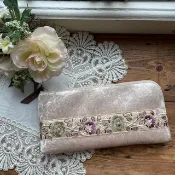 Pinkoi 代購 - 印度刺繡緞帶 L 型拉鍊長夾 (米色系 壓克力絲絨 I)