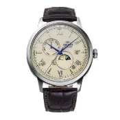 【ORIENT 東方錶】ORIENT 東方錶 SUN&MOON系列 羅馬數字日月相錶 皮帶款  白色 - 41.5 mm(RA-AK0803Y)