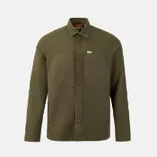 【Timberland】男款軍綠色寬版工裝襯衫外套(A6MMYA58)