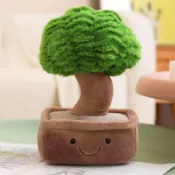 趣味花盆系列毛絨招財竹/龍鬚樹植物毛絨毛絨玩具軟裝飾公仔金錢樹盆栽抱枕