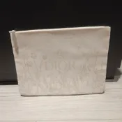 Dior 會員禮 化妝包 收納包 帆布 米白 花卉刺繡 二手