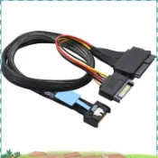 Gen5 MCIO Slimline SFF-8654 4I 轉 SAS 8639 U.2 轉接線 + 15P SATA