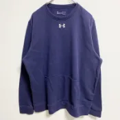 【DOKODEMO】古著 Under Armour 長袖運動衫，帶單點標誌刺繡，海軍藍，XL 碼
