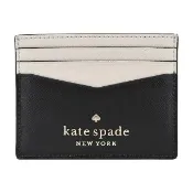 【KATE SPADE】防刮拼色六卡名片夾(黑/白)
