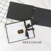 [🔺現貨] 隨貨附發票▶Sweet Home手作卡片－質感大理石活頁式手工書／黑色＊活頁式回憶相本 生日手工卡片相冊