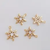 宏雲Hongyun-ala- 保色14K包金經典款鋯石六芒星雪花吊墜diy手工飾品項鍊掛件吊飾