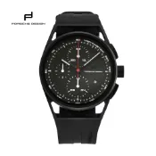 PORSCHE DESIGN 保時捷  精品 經典黑時尚三眼機械PU帶男士腕錶-6020102003062