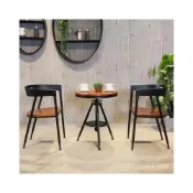 (店+)網紅款 熱銷 美式複古 清吧戶外 咖啡廳奶茶店 桌椅組閤 陽臺三件套 實木工業風 酒吧鐵藝椅子